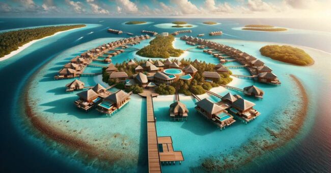 Baccarat Hotel & Residences Maldives illustration of their upcoming resort in the island nation Baccarat Hotel & Residences Maldives illustration of their upcoming resort in the island nation.