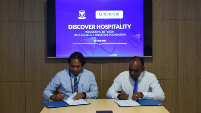 Universal Foundation & Villa College Partner Up. Photo Credit: corporatemaldives.com via Google Images Universal Foundation & Villa College Partner Up. Photo Credit: corporatemaldives.com via Google Images