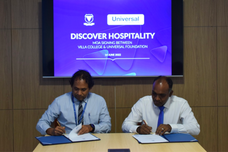 Universal Foundation & Villa College Partner Up. Photo Credit: corporatemaldives.com via Google Images Universal Foundation & Villa College Partner Up. Photo Credit: corporatemaldives.com via Google Images